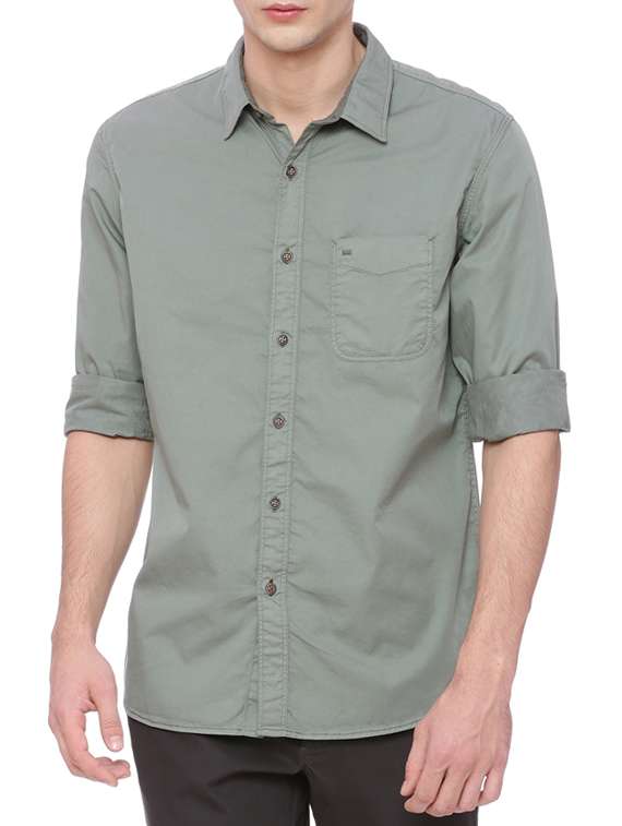 green cotton casual shirt