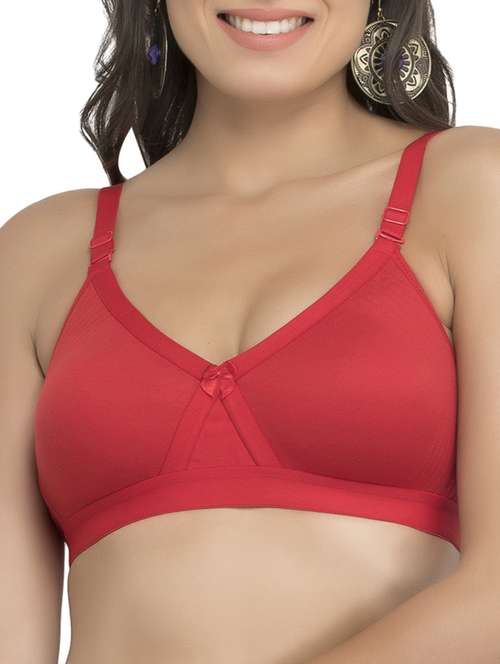 solid red cotton bra - 15063453 - Standard Image - 0