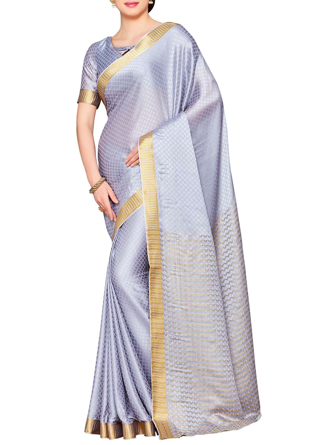 grey crepe woven saree