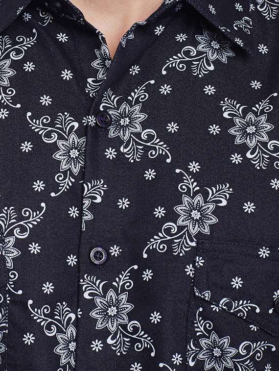 navy blue cotton casual shirt - 15066641 -  Standard Image - 3