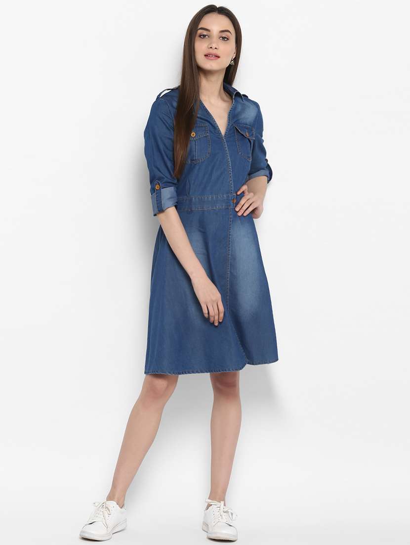 Buy online Roll Up Sleeved Stone Washed Denim Dress from western wear for Women by Stylestone for 1199 at 37% off | 2026 Limeroad.com Buy online Roll Up Sleeved Stone Washed Denim Dress from western wear for Women by Stylestone for 1199 at 37% off | 2026 Limeroad.com