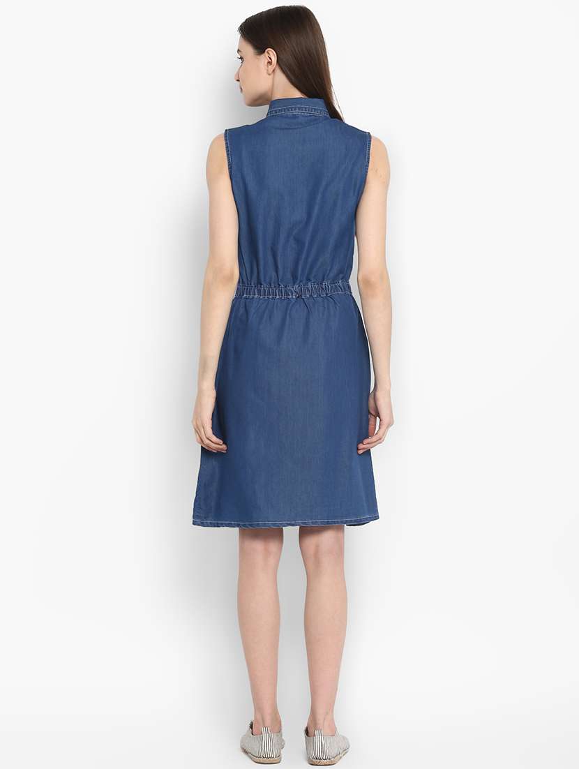 Buy online Women's Shirt Knee Length Dress from western wear for