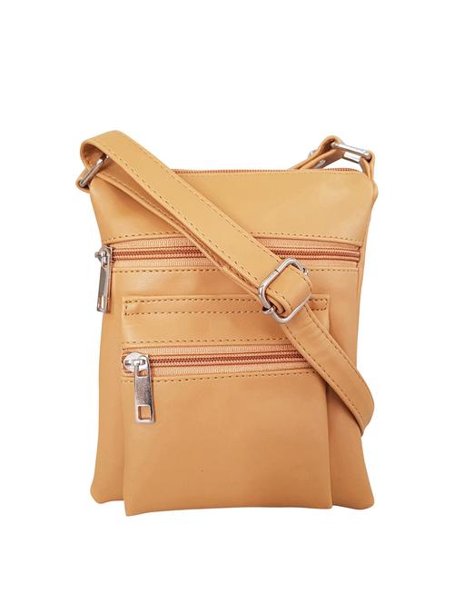 beige leatherette (pu) regular sling bag - 15067532 -  Standard Image - 0