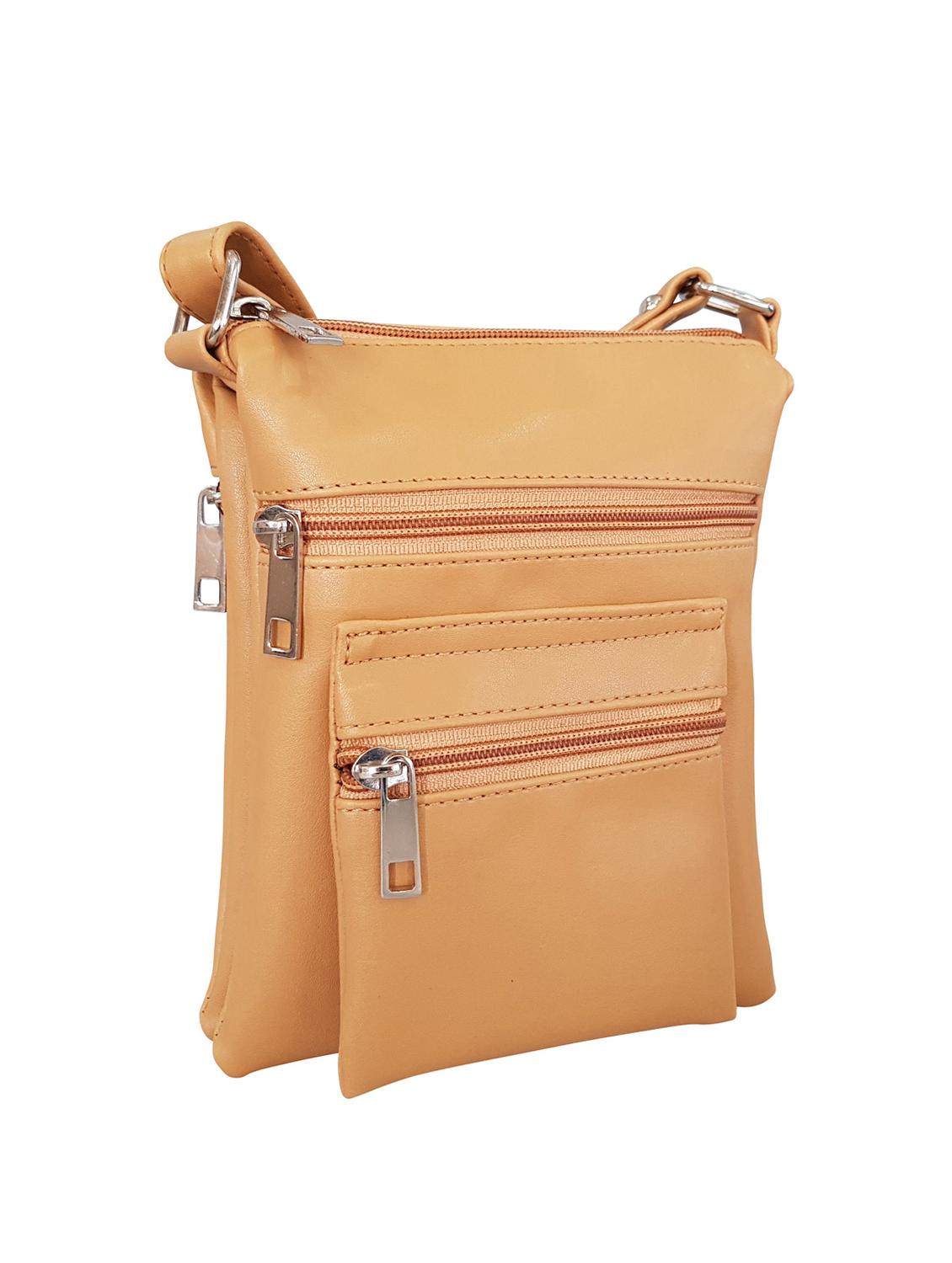 beige leatherette (pu) regular sling bag - 15067532 - Standard Image - 3
