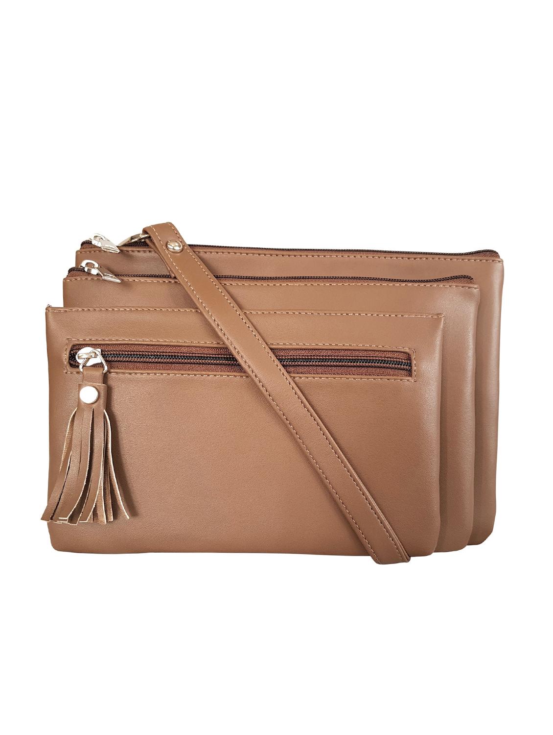 brown leatherette (pu) regular sling bag - 15067553 -  Zoom Image - 0