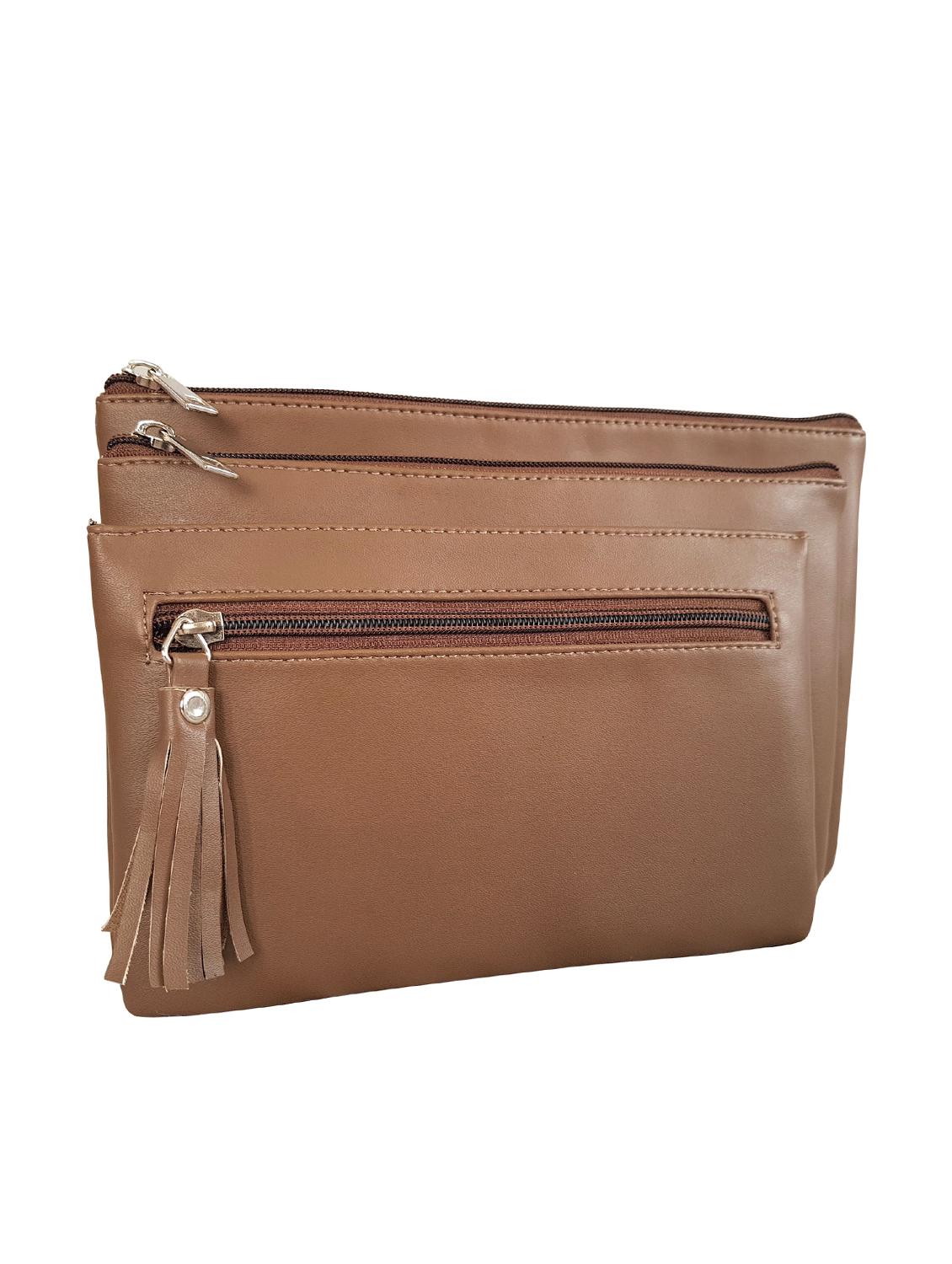 brown leatherette (pu) regular sling bag - 15067553 - Standard Image - 3