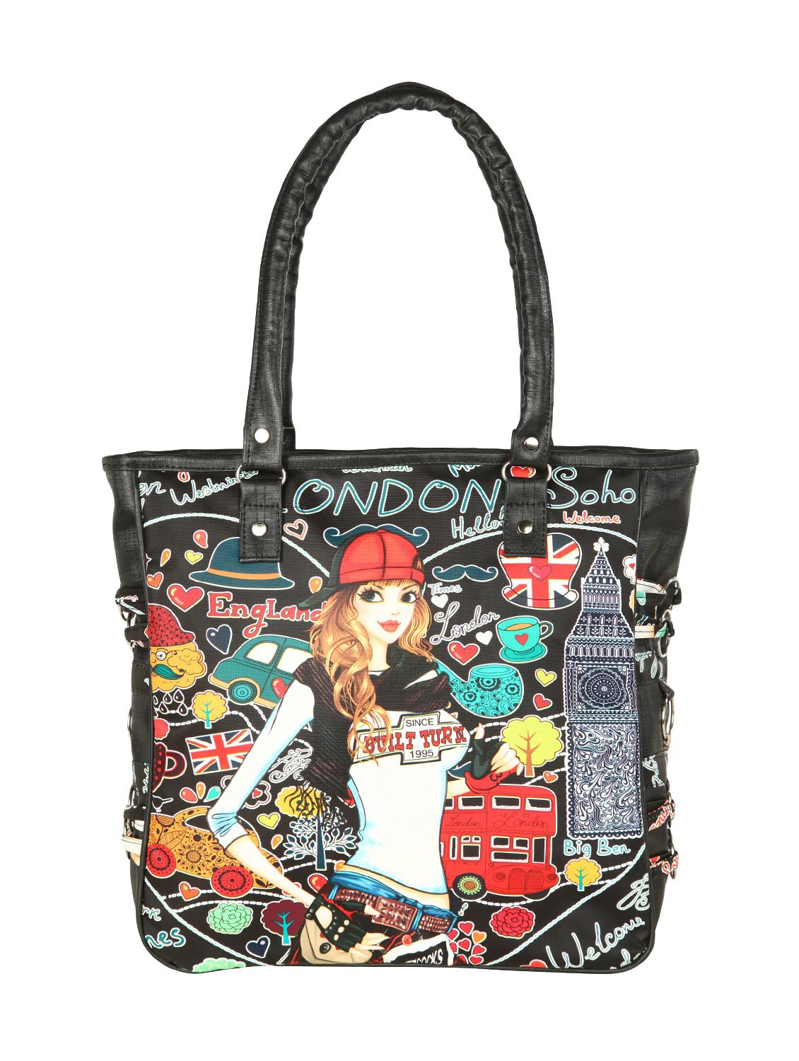 black leatherette regular handbag - 15068515 - Zoom Image - 0