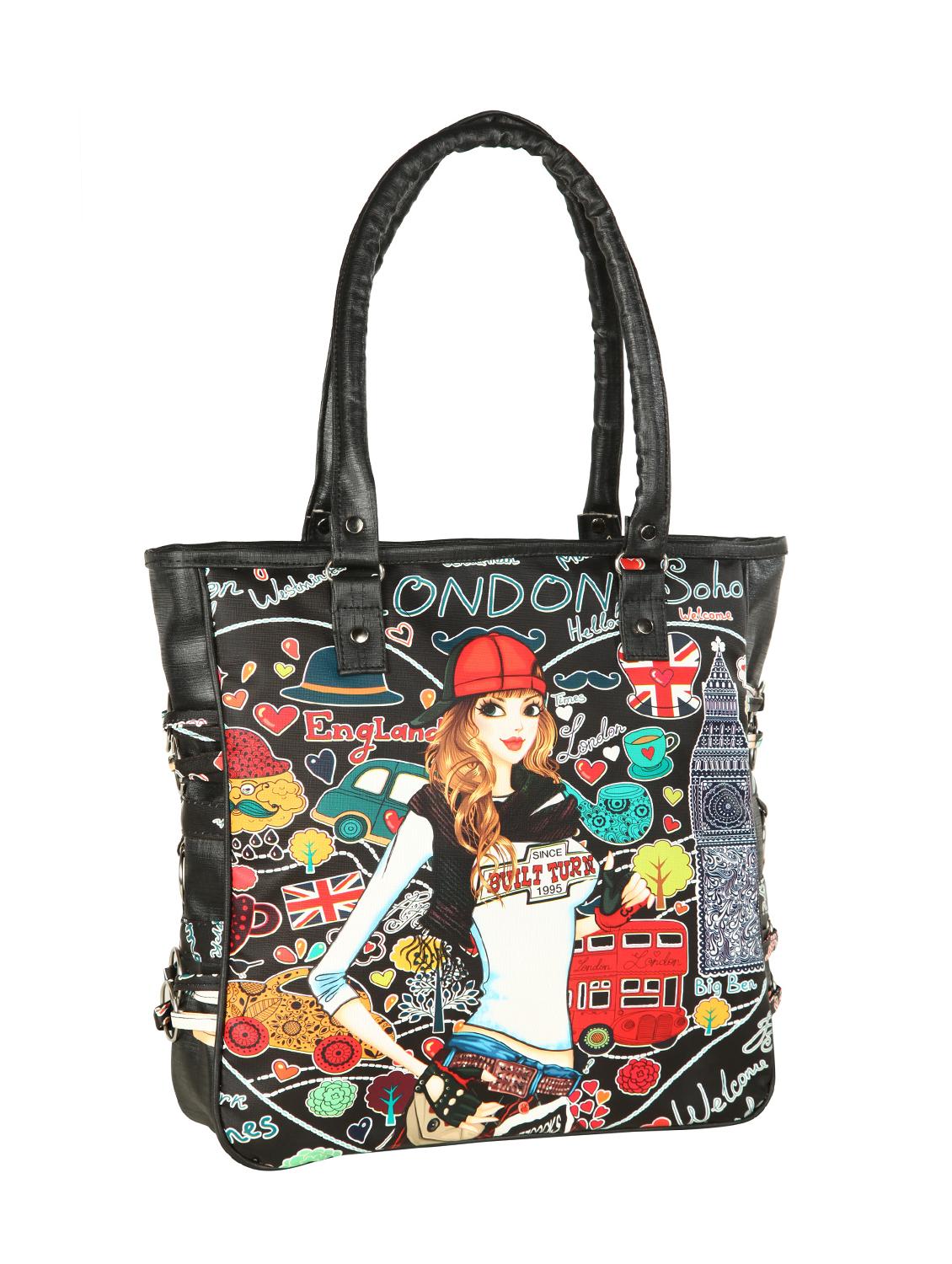 black leatherette regular handbag - 15068515 - Standard Image - 3