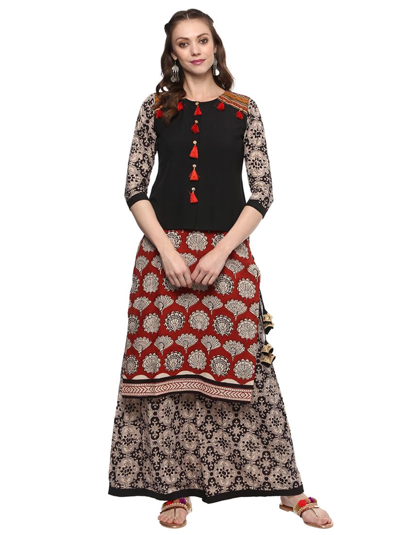 black cotton palazzos - 15069375 - Standard Image - 3
