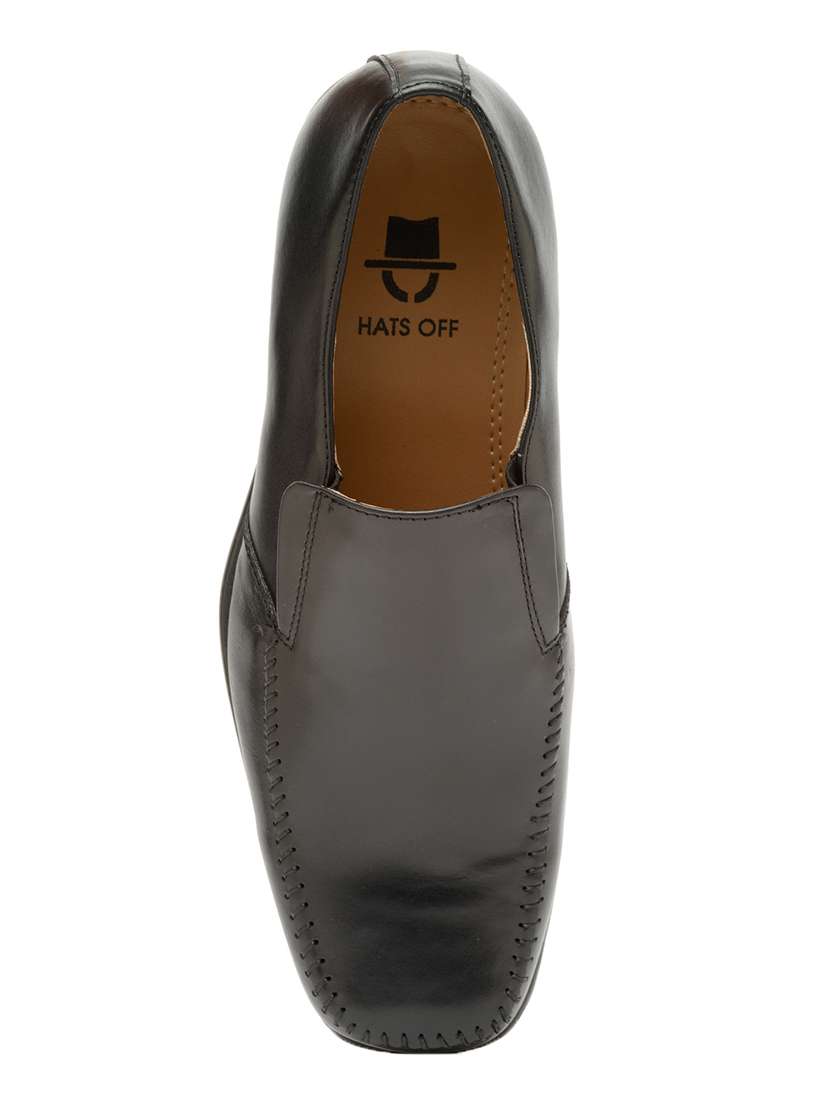 black leather slip on ons - 15069758 - Standard Image - 3