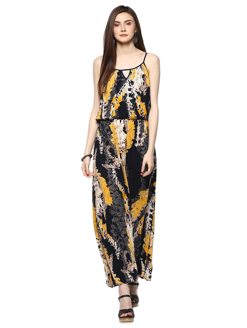 black printed viscose maxi dress - 15070242 -  Zoom Image - 0