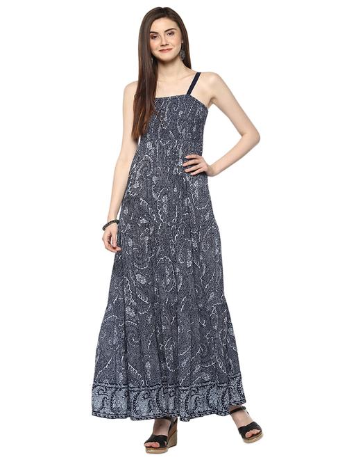 navy blue viscose maxi dress - 15070245 -  Standard Image - 0