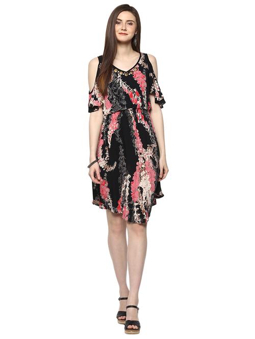 black printed viscose blouson dress - 15070247 -  Standard Image - 0