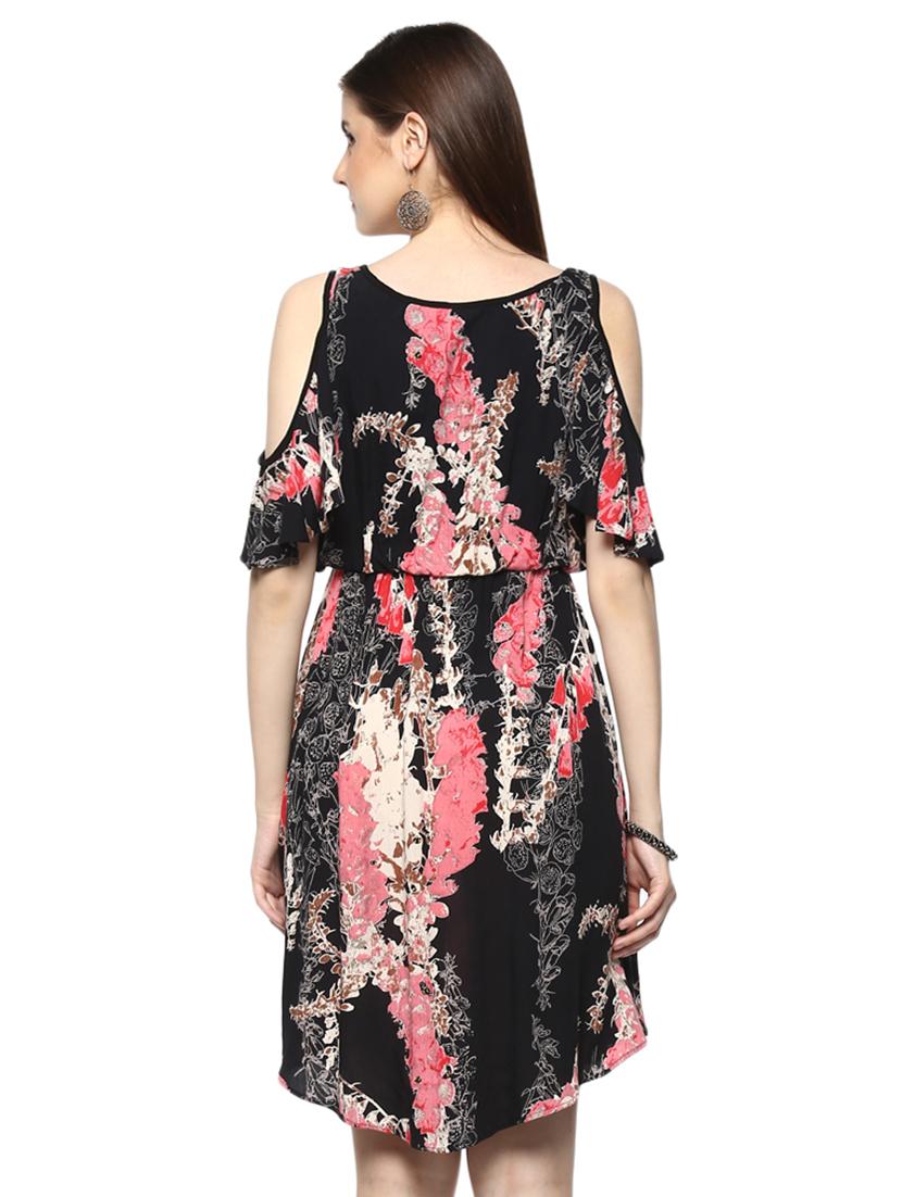 black printed viscose blouson dress - 15070247 - Standard Image - 3