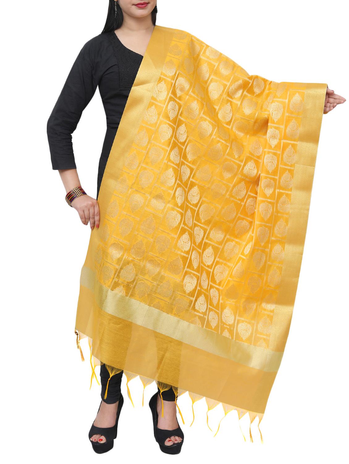 yellow banarasi dupatta - 15070800 - Zoom Image - 0