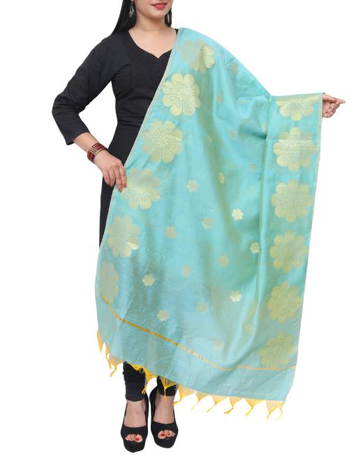 blue banarasi dupatta - 15070852 - Standard Image - 0
