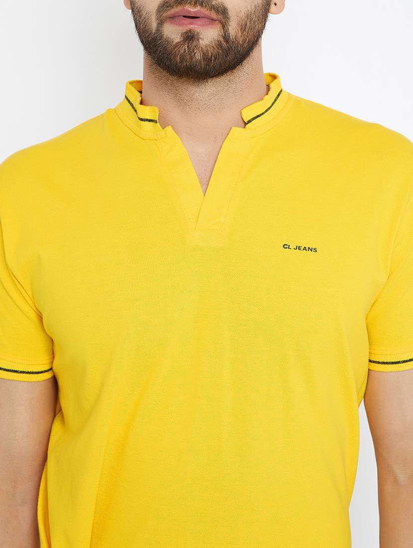 yellow cotton collared t-shirt - 15070939 - Standard Image - 3