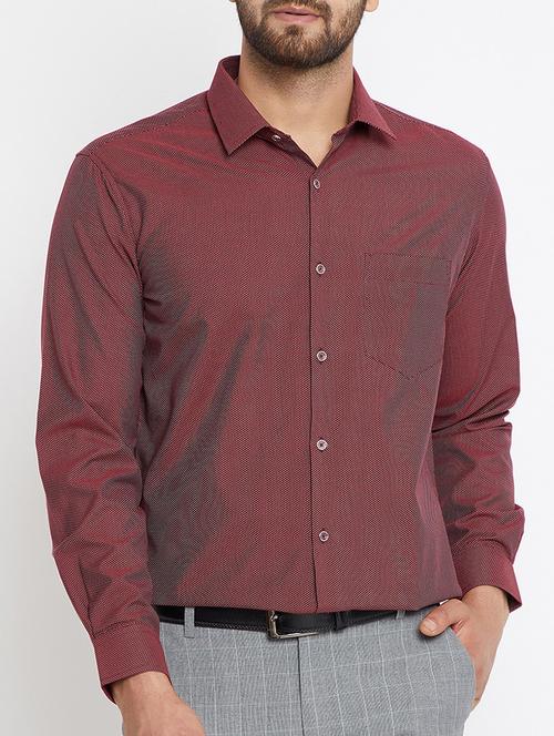 maroon polka dots casual shirt - 15072941 - Standard Image - 0