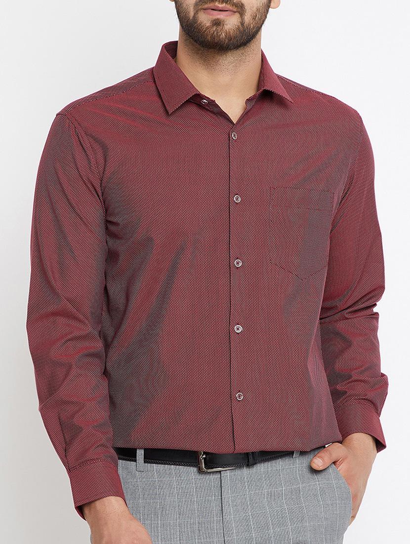 maroon polka dots casual shirt - 15072941 - Zoom Image - 0