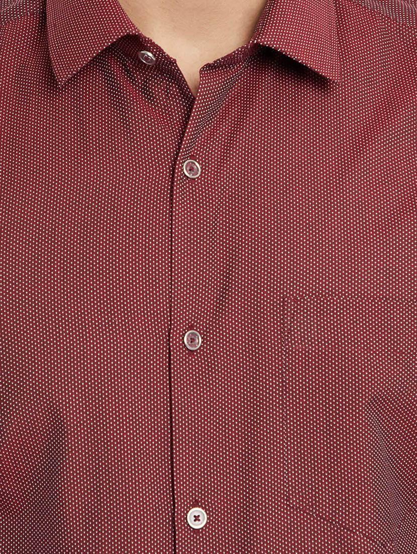 maroon polka dots casual shirt - 15072941 - Standard Image - 3