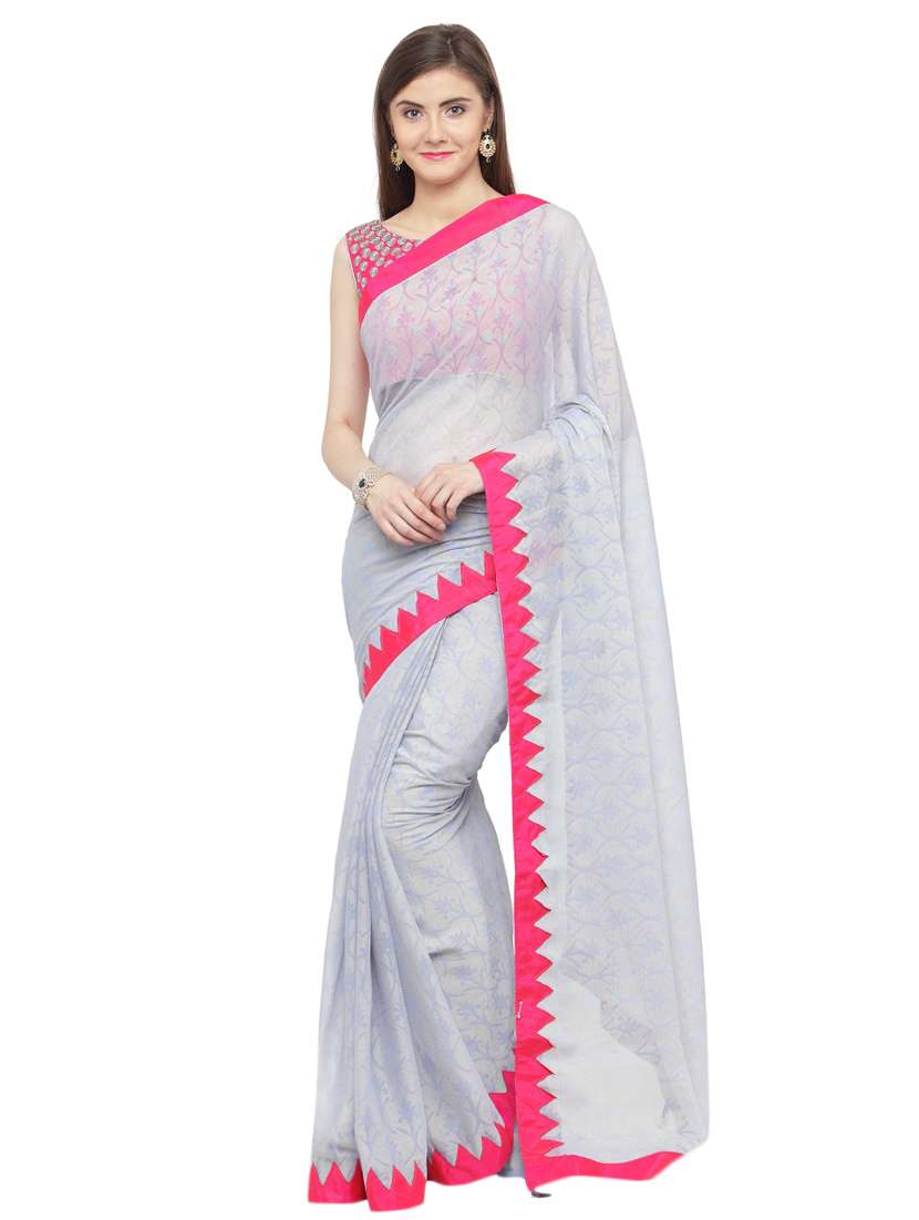 grey georgette printed saree