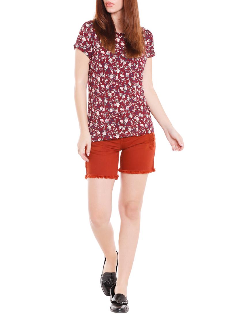 red denim frayed shorts - 15075694 - Standard Image - 3
