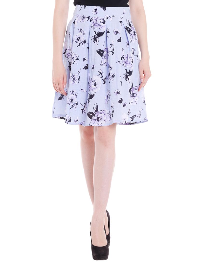 light blue cotton pleated skirt - 15075716 -  Zoom Image - 0