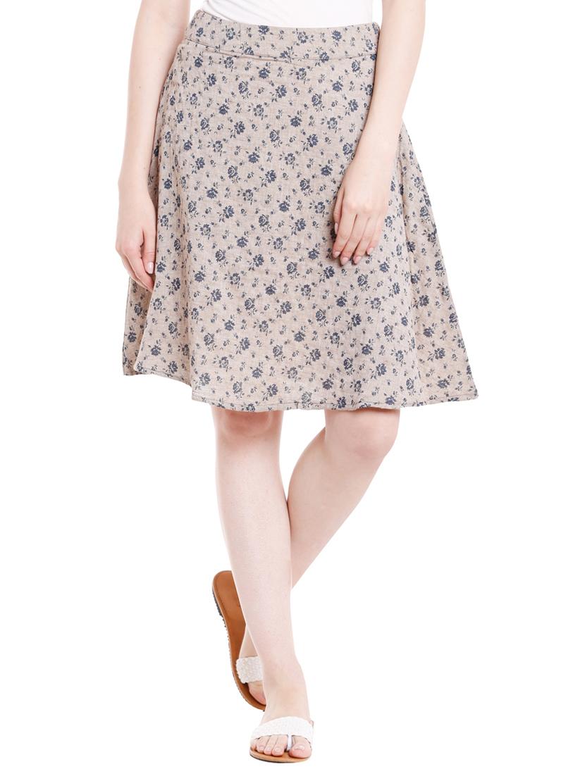 beige cotton aline skirts - 15075718 -  Zoom Image - 0
