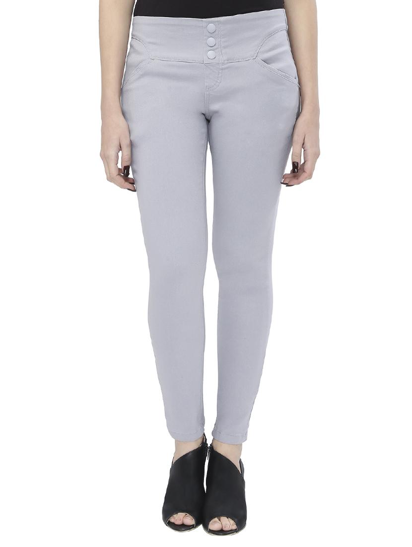 grey cotton blend jeggings - 15075758 -  Zoom Image - 0