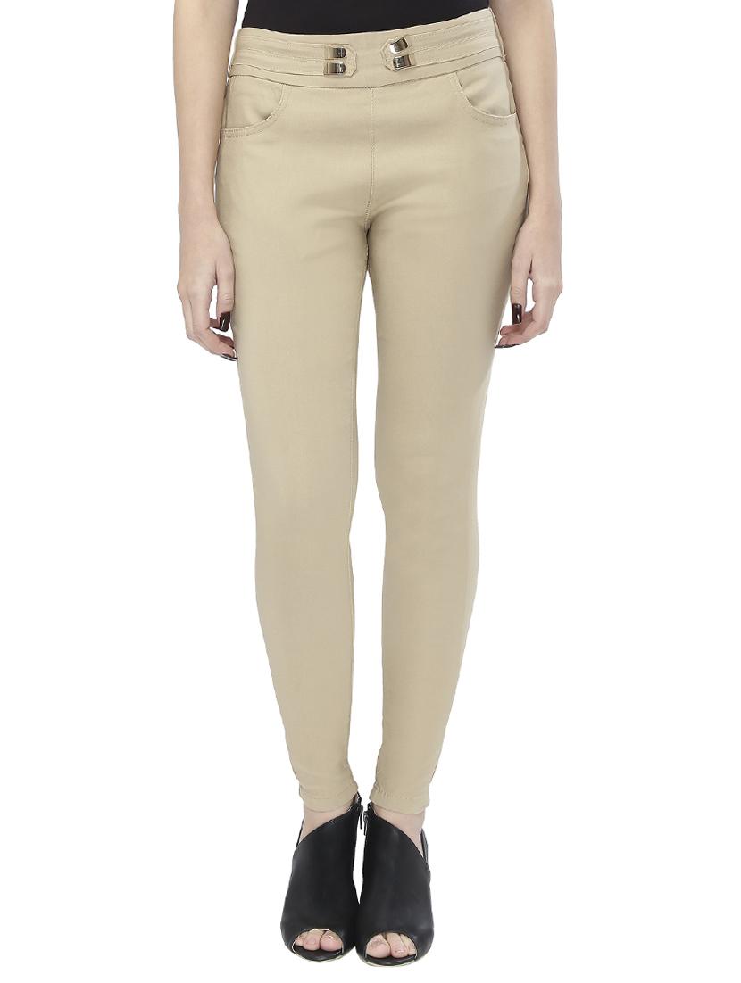 beige cotton jeggings - 15075760 -  Zoom Image - 0