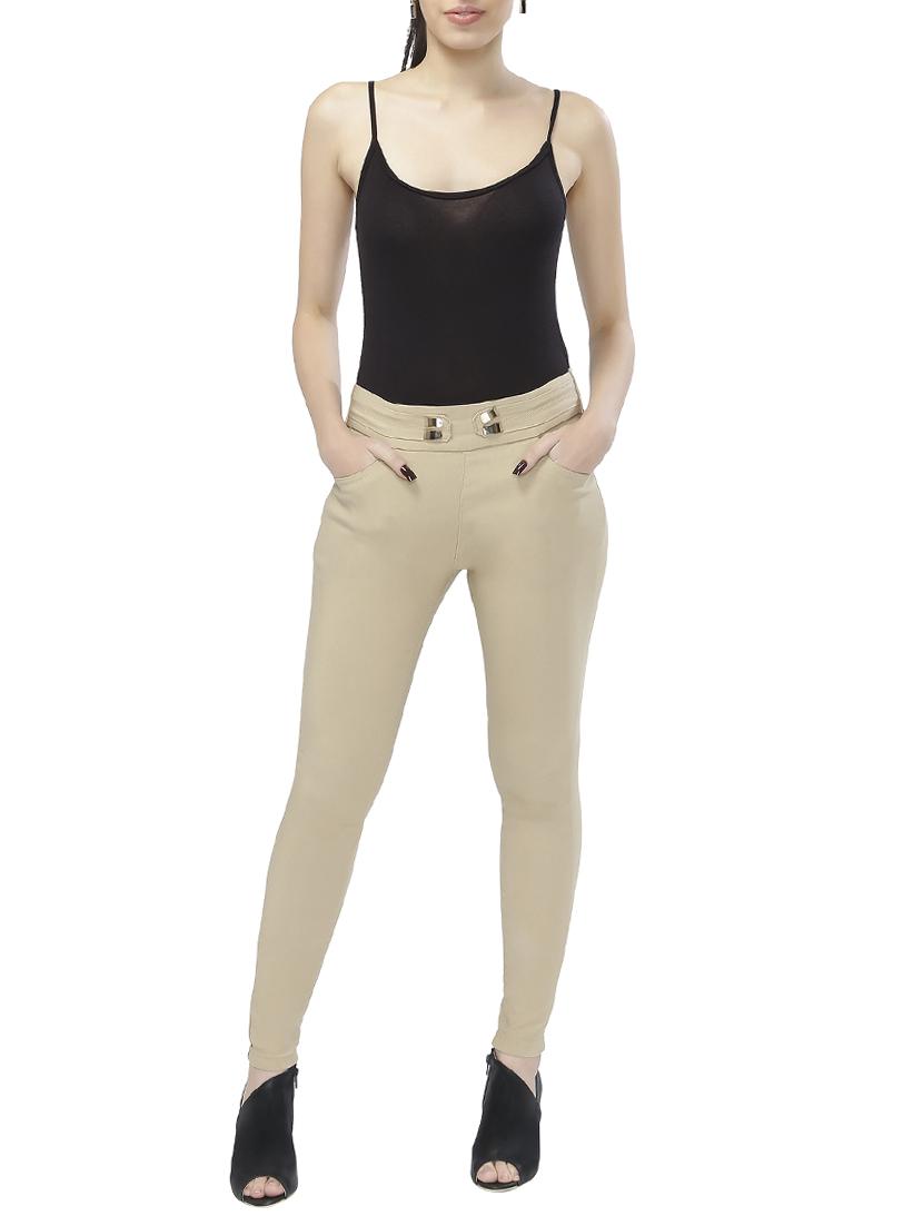 beige cotton jeggings - 15075760 - Standard Image - 3