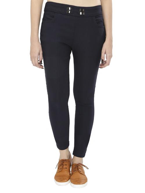 navy blue cotton blend jegging - 15075762 - Standard Image - 0