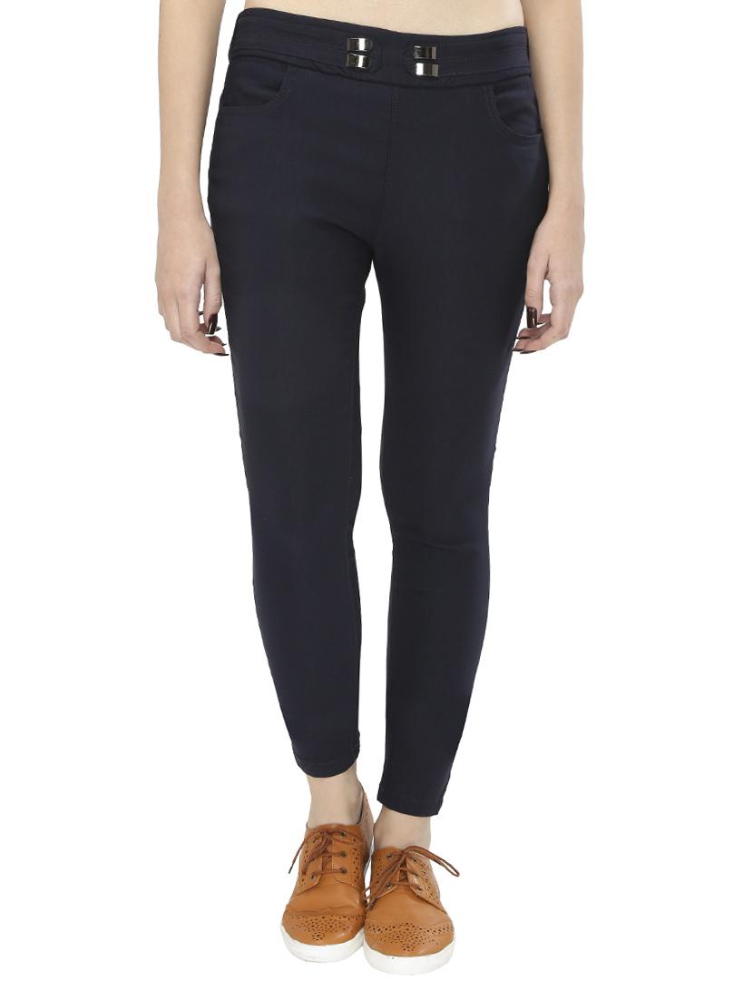 navy blue cotton blend jegging - 15075762 - Zoom Image - 0