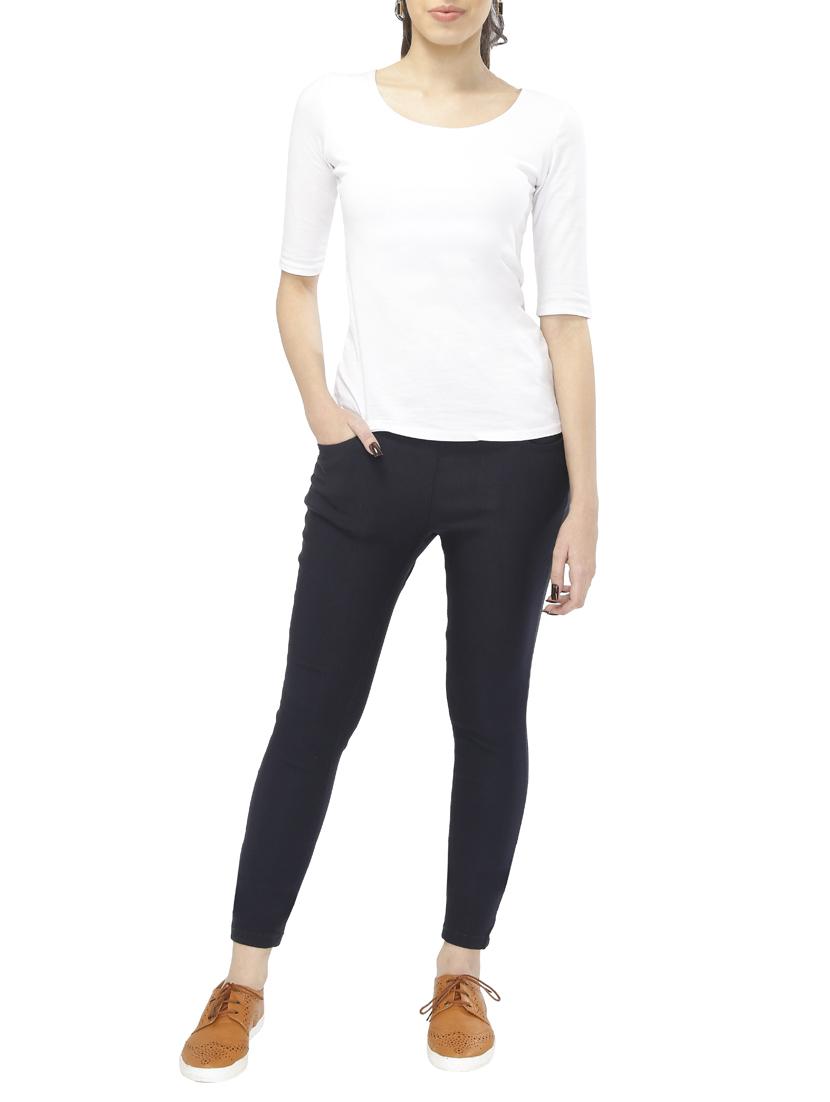navy blue cotton blend jegging - 15075762 - Standard Image - 3
