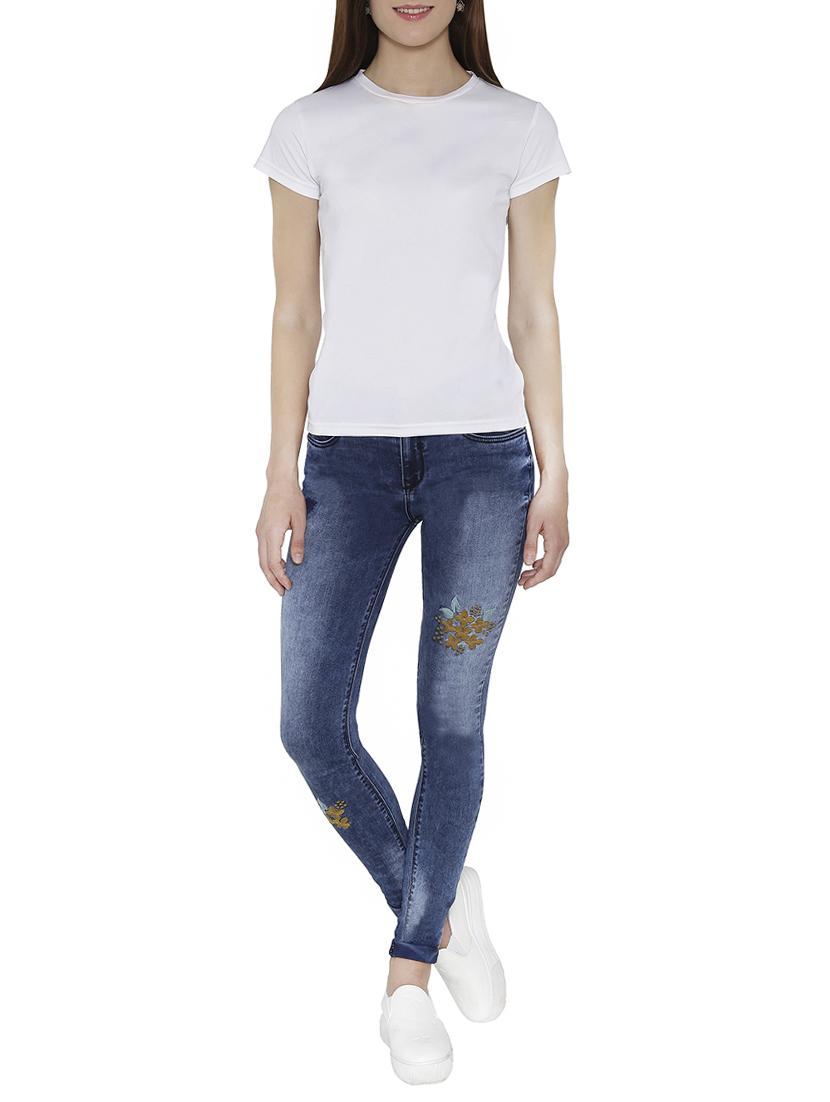 solid blue denim jeans - 15075795 - Standard Image - 3