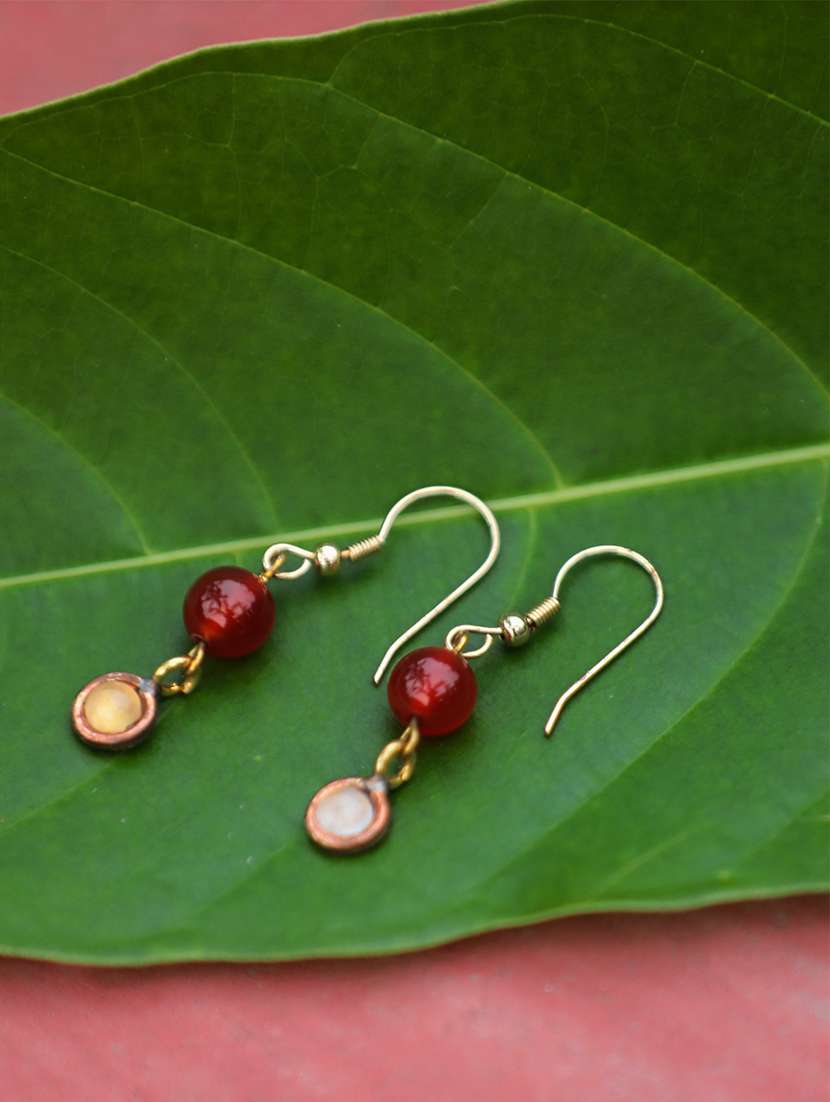 red brass drop earring