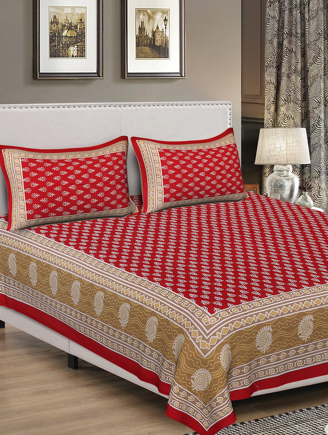 rajasthani traditional double bedsheet with 2 pillow covers - 15084610 - Zoom Image - 0