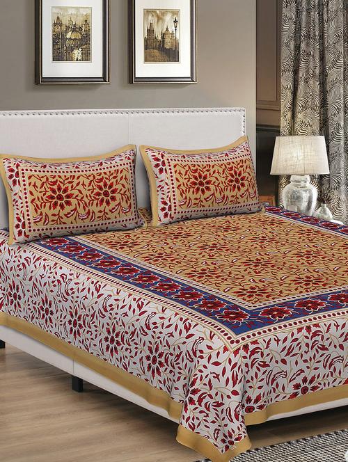 rajasthani traditional single bedsheet with 1 pillow cover - 15084616 - Standard Image - 0