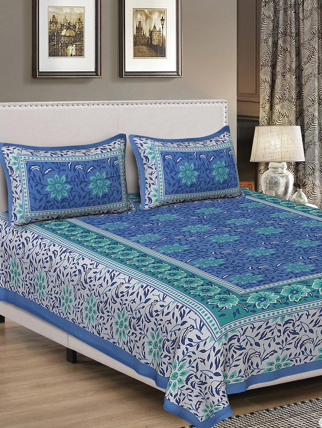 rajasthani traditional single bedsheet with 1 pillow cover - 15084618 - Zoom Image - 0