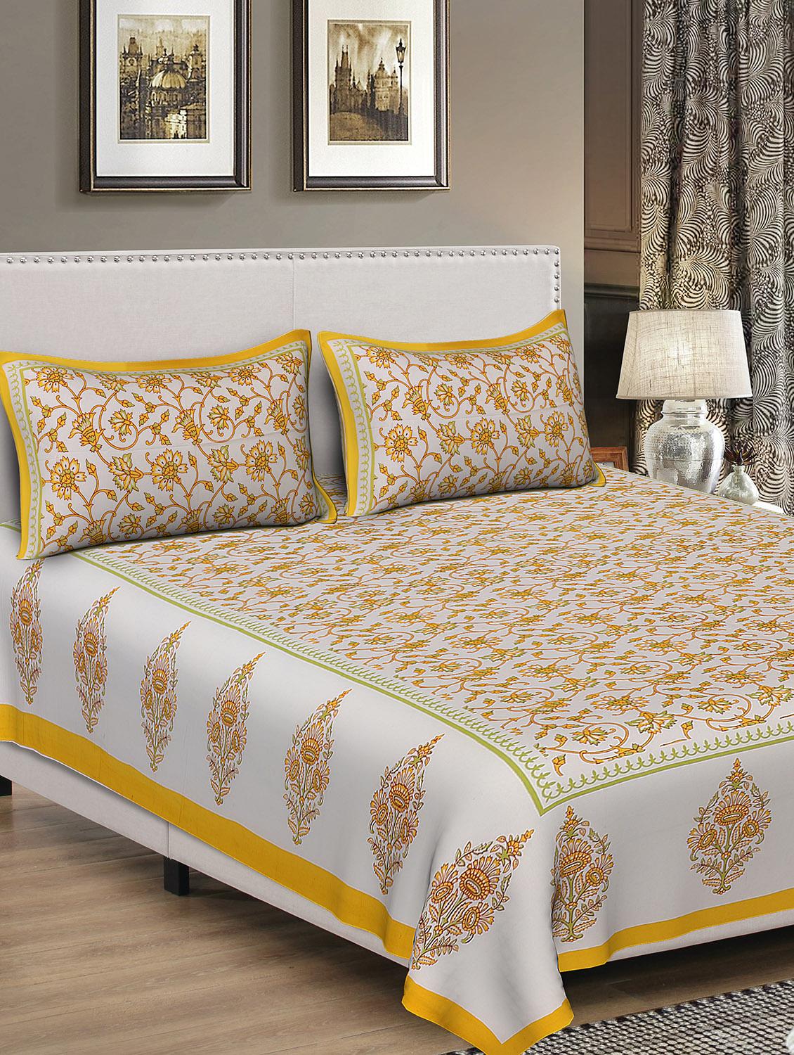 rajasthani traditional single bedsheet with 1 pillow cover - 15084619 - Zoom Image - 0