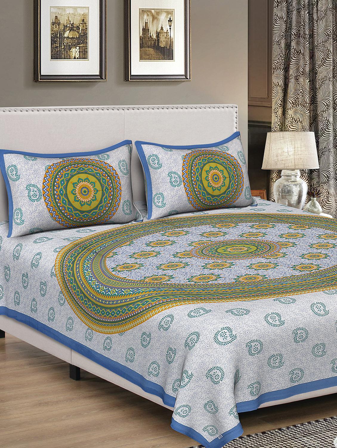 rajasthani traditional single bedsheet with 2 pillow covers - 15084624 - Zoom Image - 0