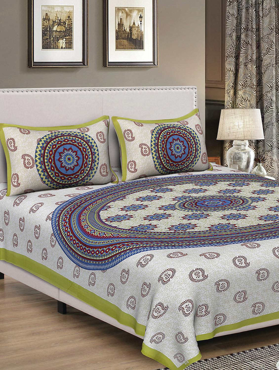 rajasthani traditional single bedsheet with 2 pillow covers - 15084625 - Zoom Image - 0