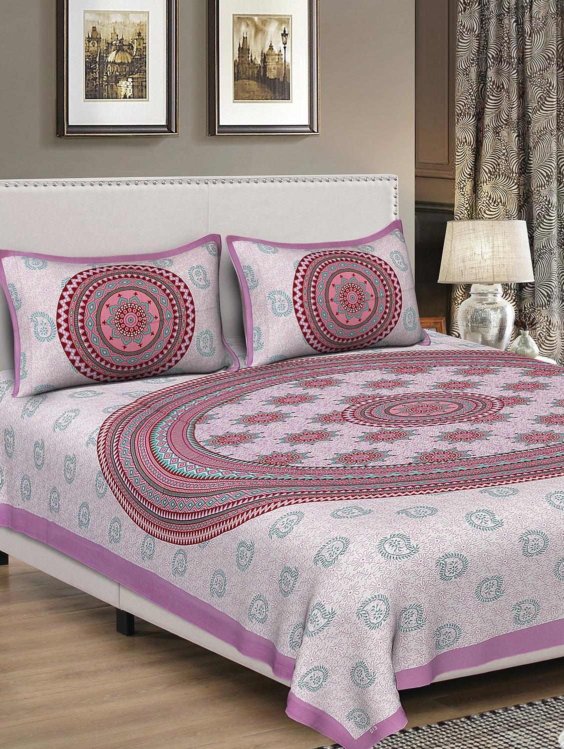 rajasthani traditional single bedsheet with 2 pillow covers - 15084626 - Zoom Image - 0