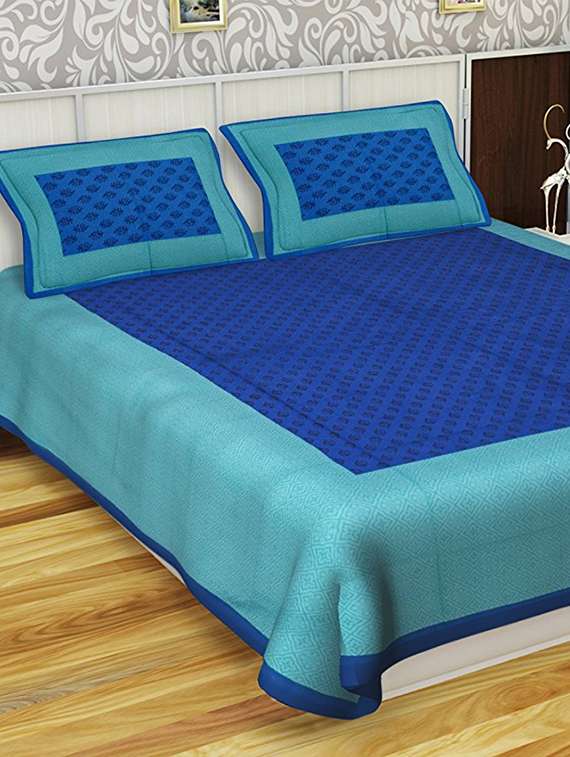 100% cotton jaipuri king size double bedsheet 2 pillow covers
