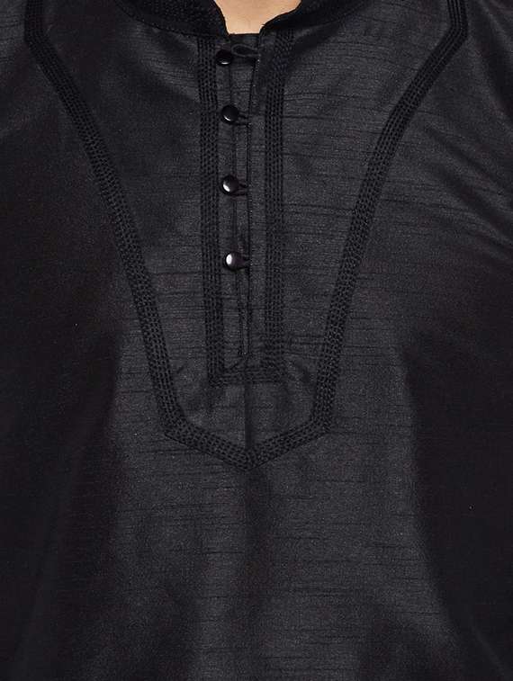 black silk blend dhoti kurta set - 15085463 -  Standard Image - 3