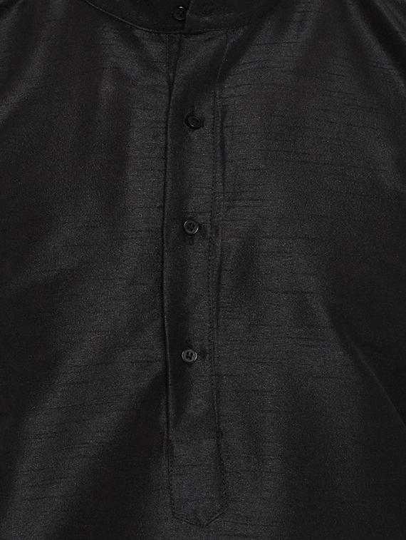black silk blend dhoti kurta set - 15085467 - Standard Image - 3