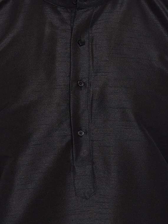 black silk blend dhoti kurta set - 15085468 -  Standard Image - 3