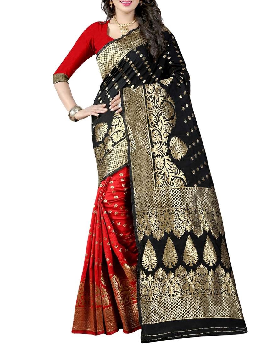 black banarasi silk saree with blouse