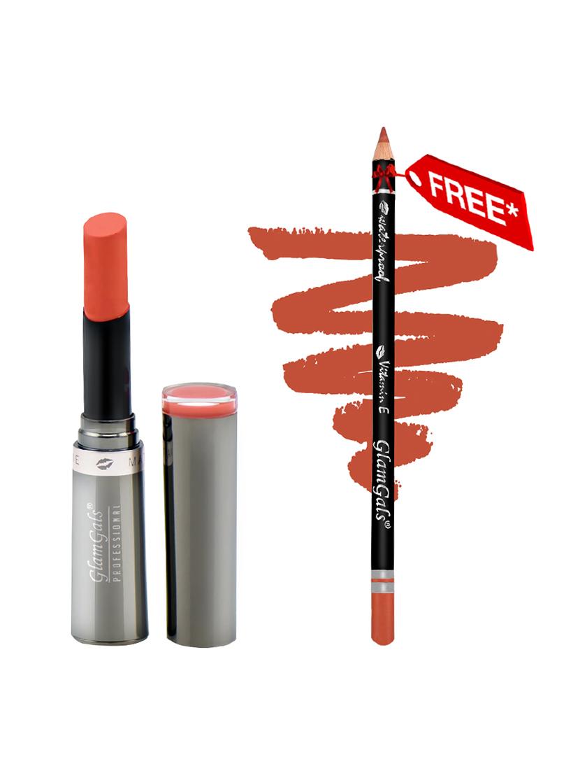 buy glamgals cr\u00e8me matte lipstick 3 gm & get lip liner pencil free - 15090133 - Zoom Image - 0