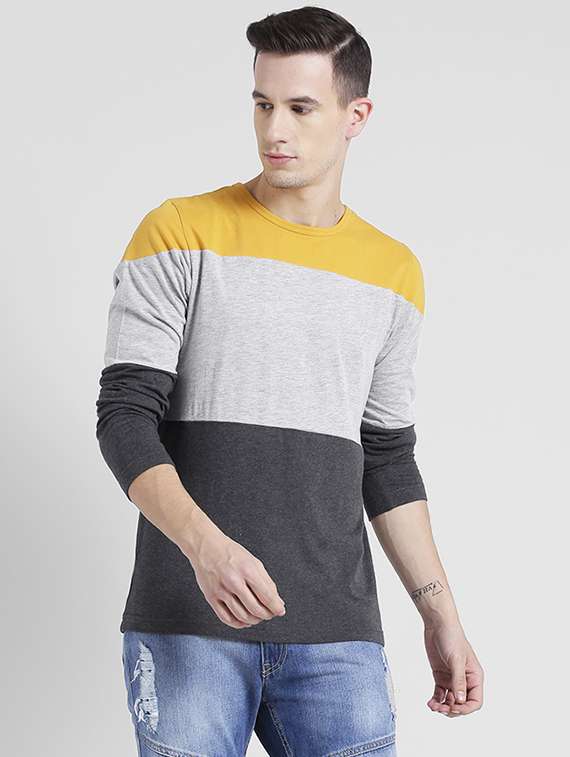 multi colored cotton color block tshirt